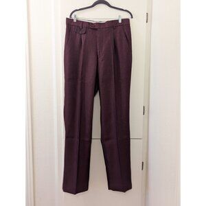 Stacy Adams Mens Maroon Dress Pants Size 34 100% Rayon Flat Front Tailored Fit